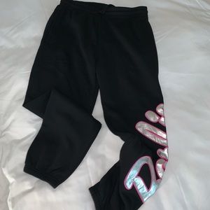Barbie black pink silver joggers size large brand new with tags